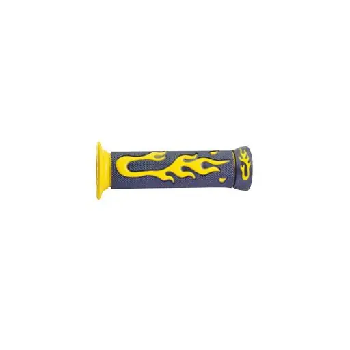 Coppia manopole manopola fiamma 125 mm a gel nero giallo Professionale