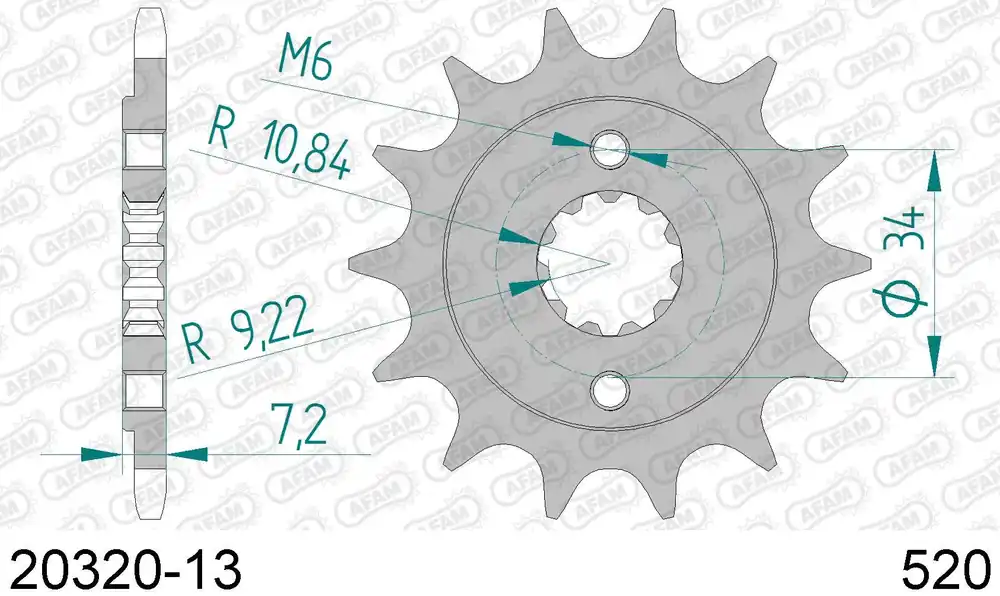 Honda cbf 250 250 pignone afam 20320-13 passo 520 2004 2006 Solo Oggi