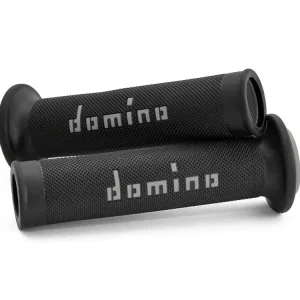 Popolare COPPIA MANOPOLE RACING DOMINO STRADALI DIAMETRO 22-26 NERO-GRIGIO-
