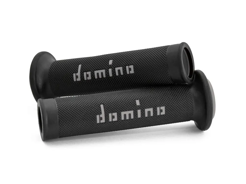 Popolare COPPIA MANOPOLE RACING DOMINO STRADALI DIAMETRO 22-26 NERO-GRIGIO-