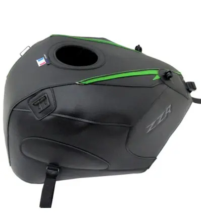 Spedizione Espresso Copriserbatoio Bagster per Kawasaki ZZR1400 in similpelle nero e verde-