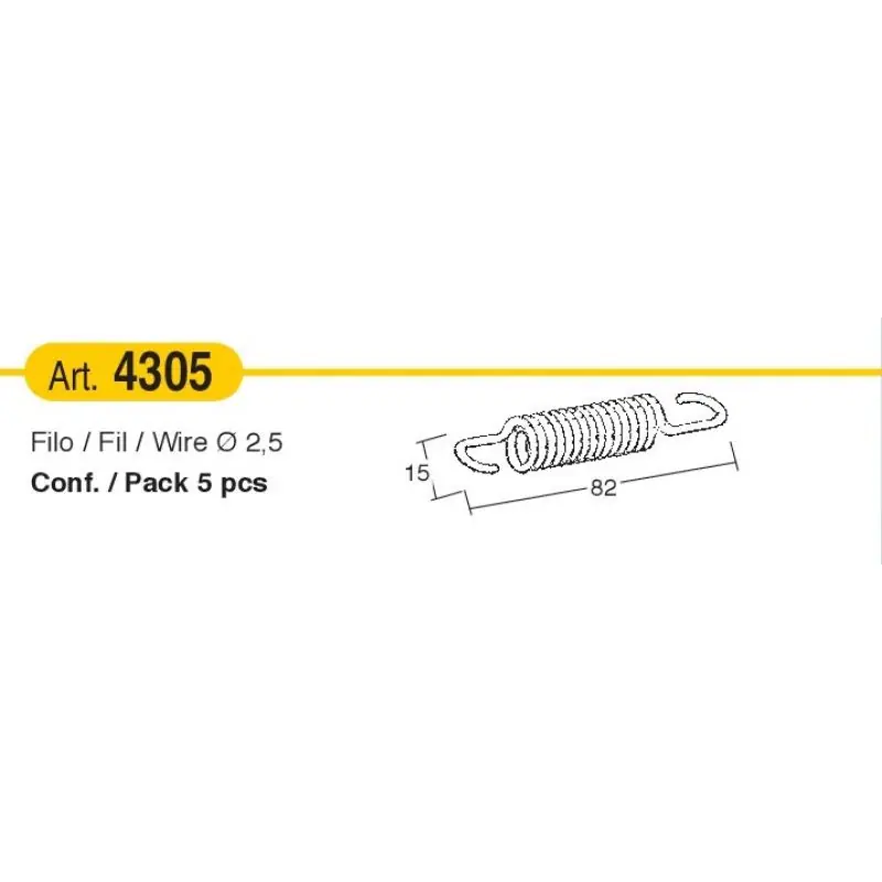 Prezzo Conveniente Molla a trazione con filo diam. 2,5 mm x L 82 mm | 5 pz.