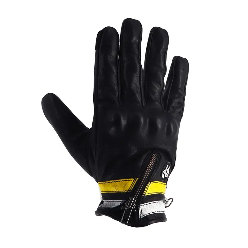 Affare Guanti Pelle Helstons Ziper Ete bianco giallo-8