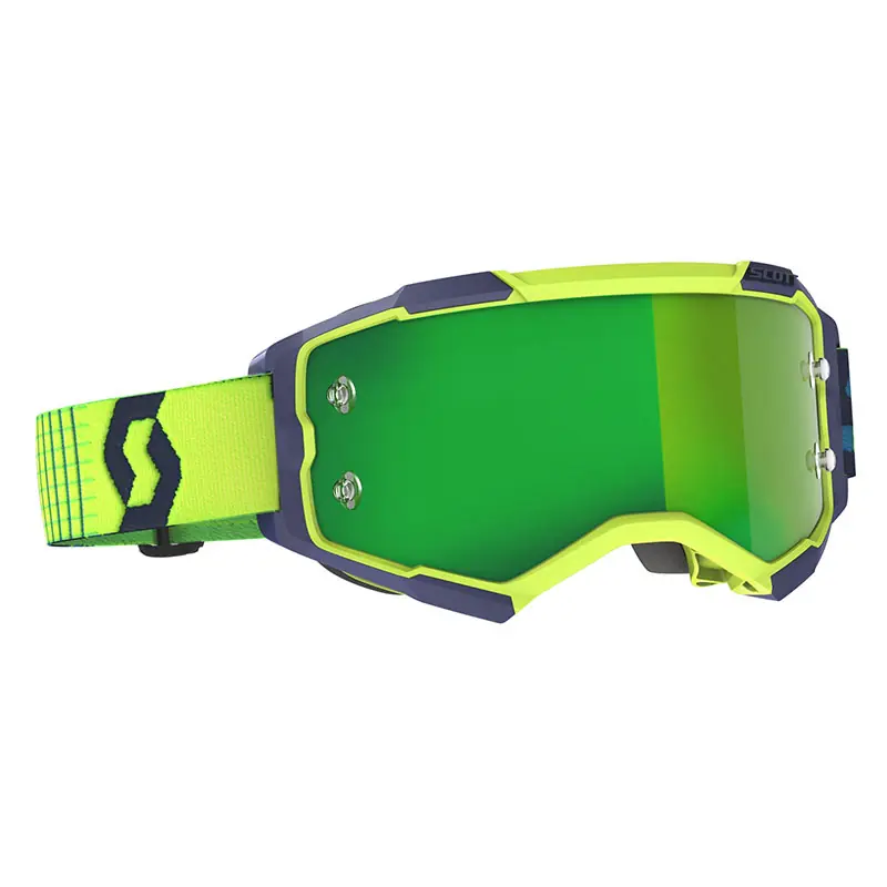 Professionale Maschera Scott Fury blu giallo lente verde-