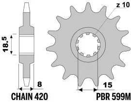 Pignone in Acciaio 599M Z11 denti - 599M1118NC Miglior Prezzo
