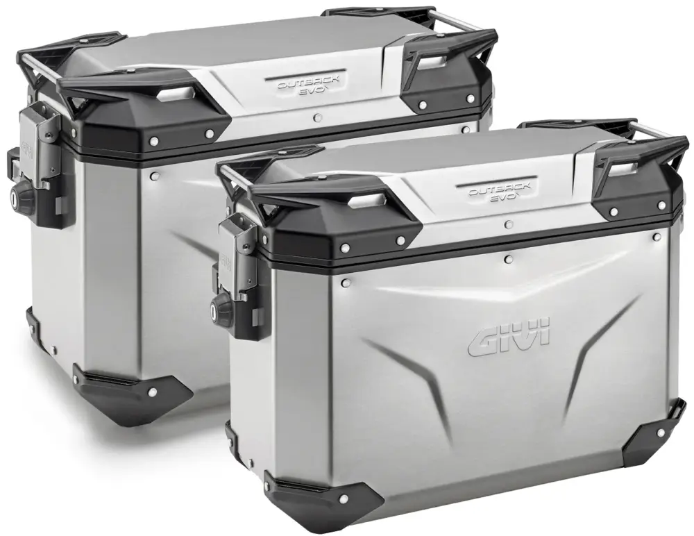 Ultimissimo Modello GIVI OBKE4837APACK2 Coppia Valigie Laterali Moto Trekker Outback 48 + 37 Evo Alluminio Naturale
