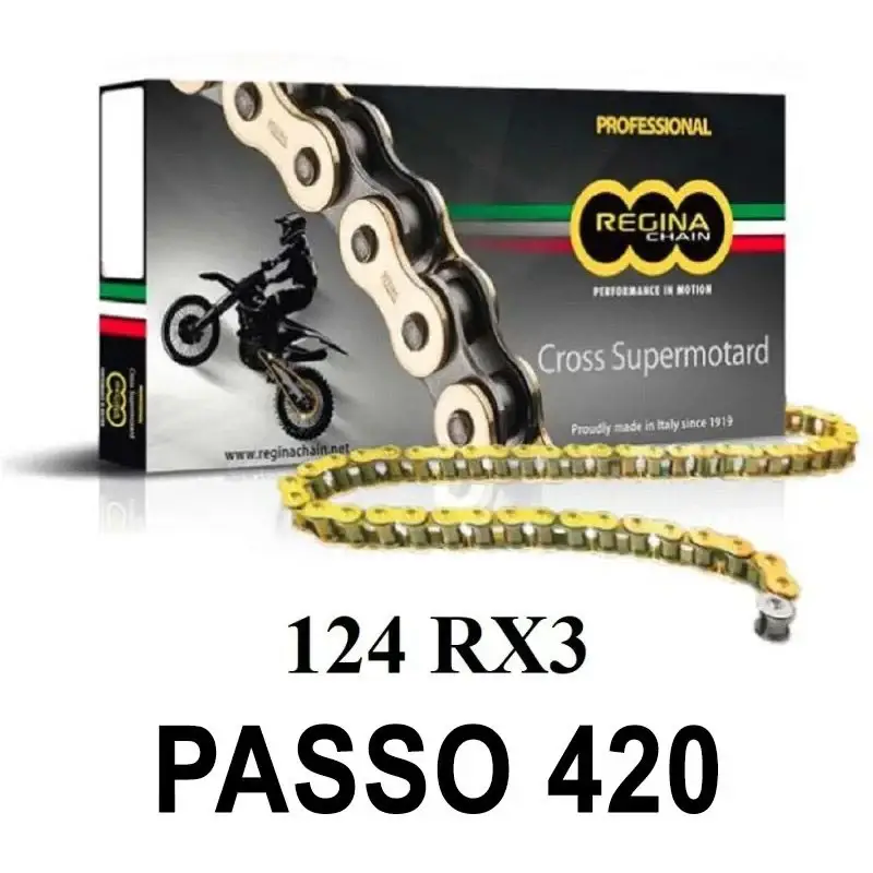 REGINA Catena 124RX3 130 maglie passo 420 - Oro APRILIA RX 50 2006 -2017 Prezzo Ridotto