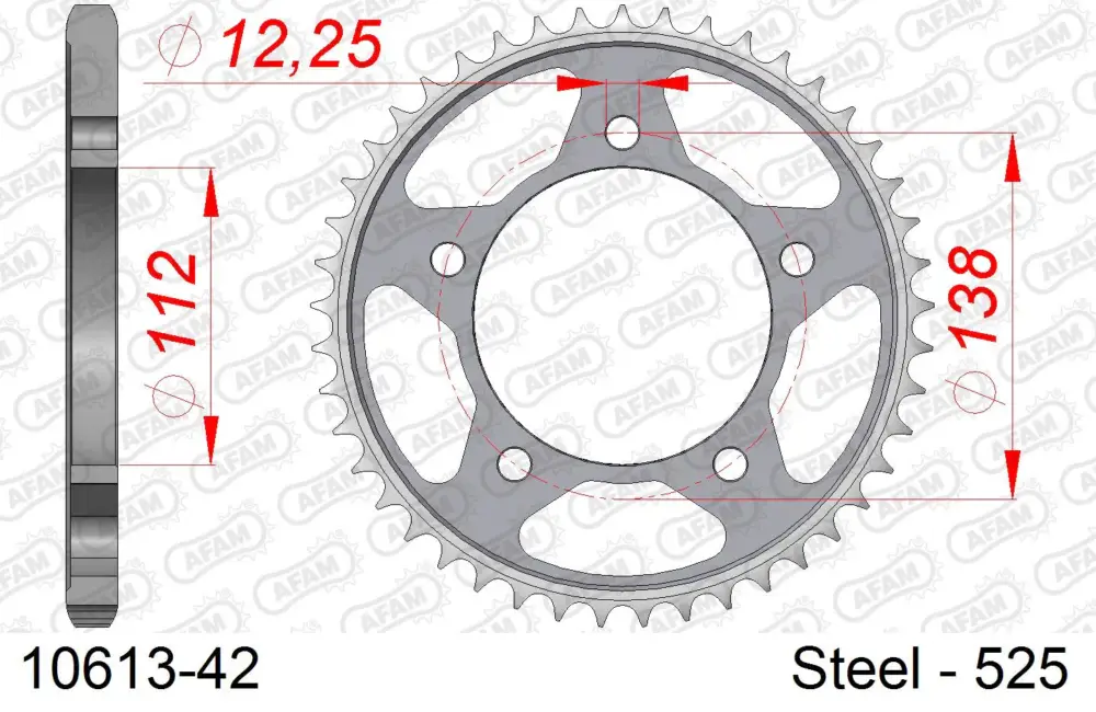 Corona AFAM 10613-42 in acciaio passo 525 HONDA CMX 1100 A REBEL ABS 2021 -2023 Prezzo Conveniente