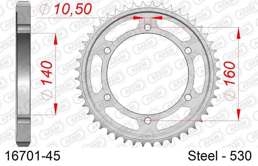 Corona AFAM 16701-45 in acciaio passo 530 KAWASAKI ZX 10 ZX 1000 1988 -1990 Economico
