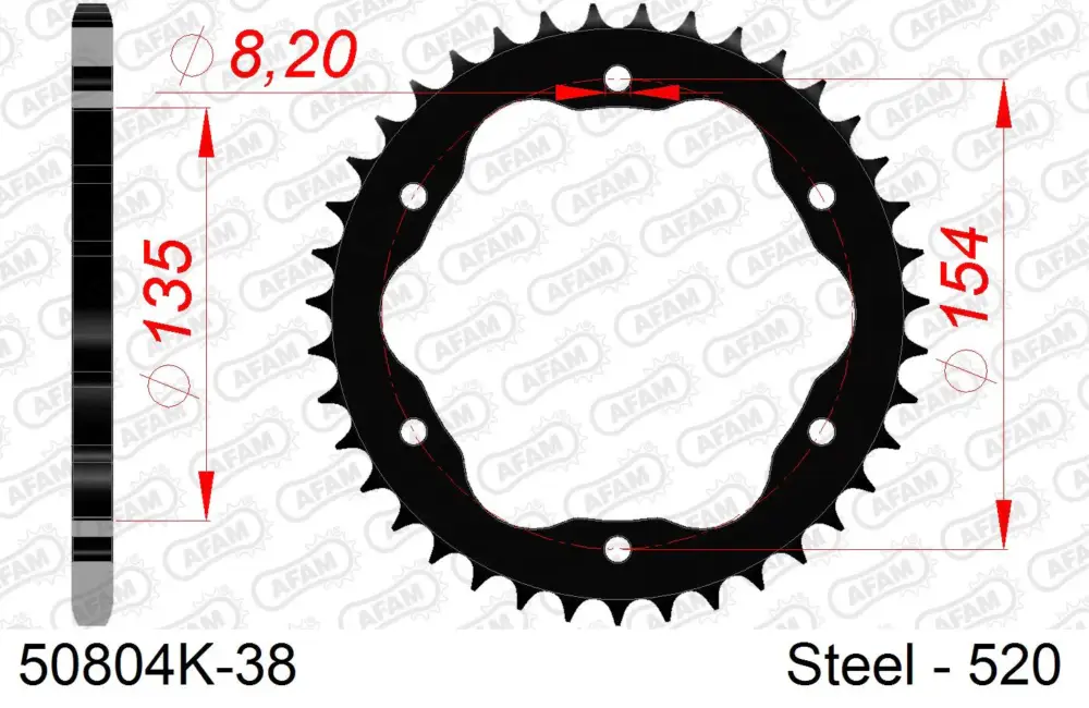 Vendita Finale Corona AFAM 50804K-38 in acciaio passo 520 nera DUCATI 1098 2007 -2008