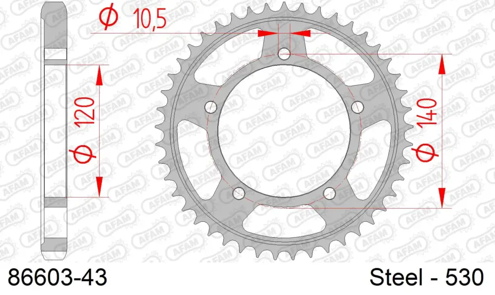 Corona AFAM 86603-43 in acciaio passo 530 SUZUKI GSX-R 1000 2007 -2008 Super Prezzo