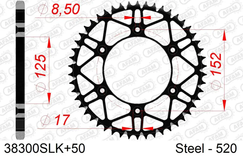 Miglior Prezzo Corona AFAM 38300SLK+50 in acciaio passo 520 BETA RR 125 ENDURO 2018 -2023