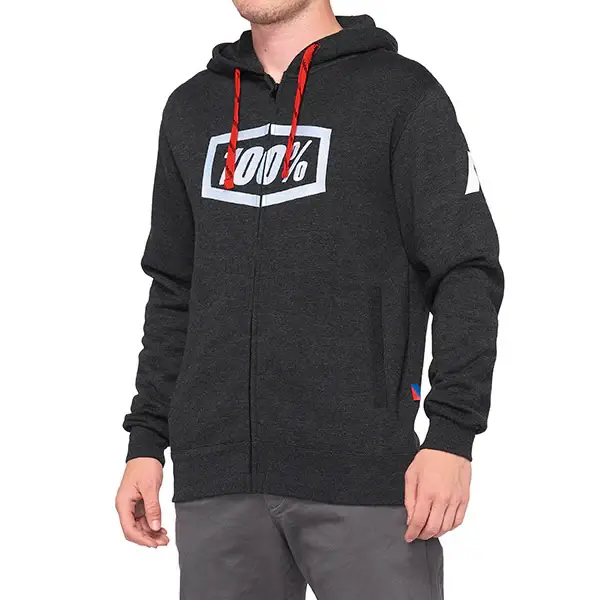 FELPA CON ZIP E CAPPUCCIO 100% SYNDICATE BLACK MELANGE (TAGLIA XL) Ordina Subito